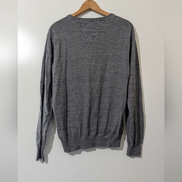 J. Crew Sweater Mens Large Black Label Gray Cotton Crew Neck Slim Pullover B - Picture 2 of 3